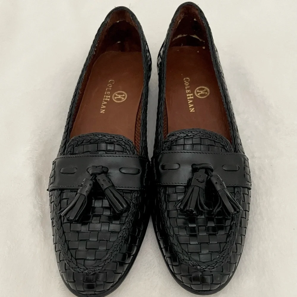 Cole Haan Black Woven Tassel Leather Loafers - Picture 5 of 5